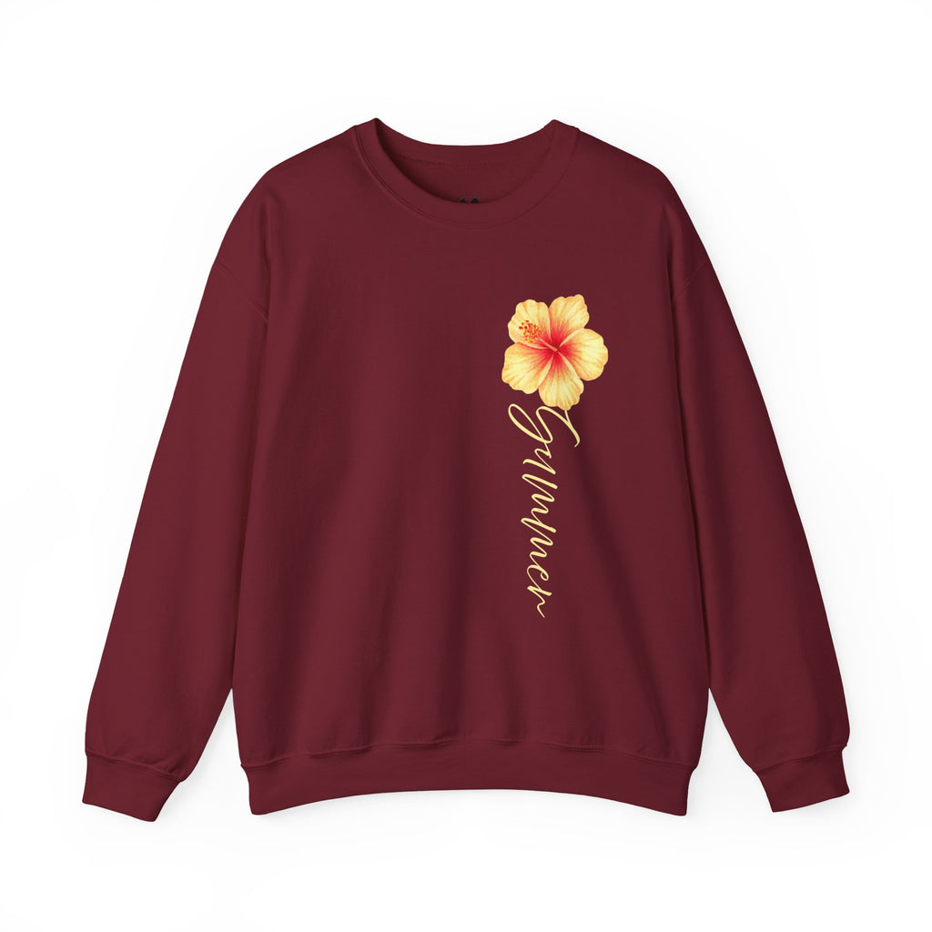 Yellow Hibiscus Floral Crewneck sweatshirt | tropical flower design