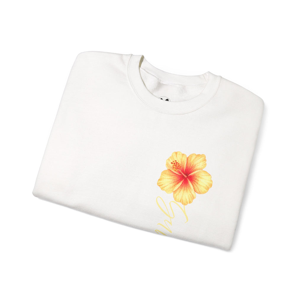 Yellow Hibiscus Floral Crewneck sweatshirt | tropical flower design