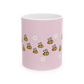 Cute Bee Pattern Mug | Pink Daisies Ceramic Mug