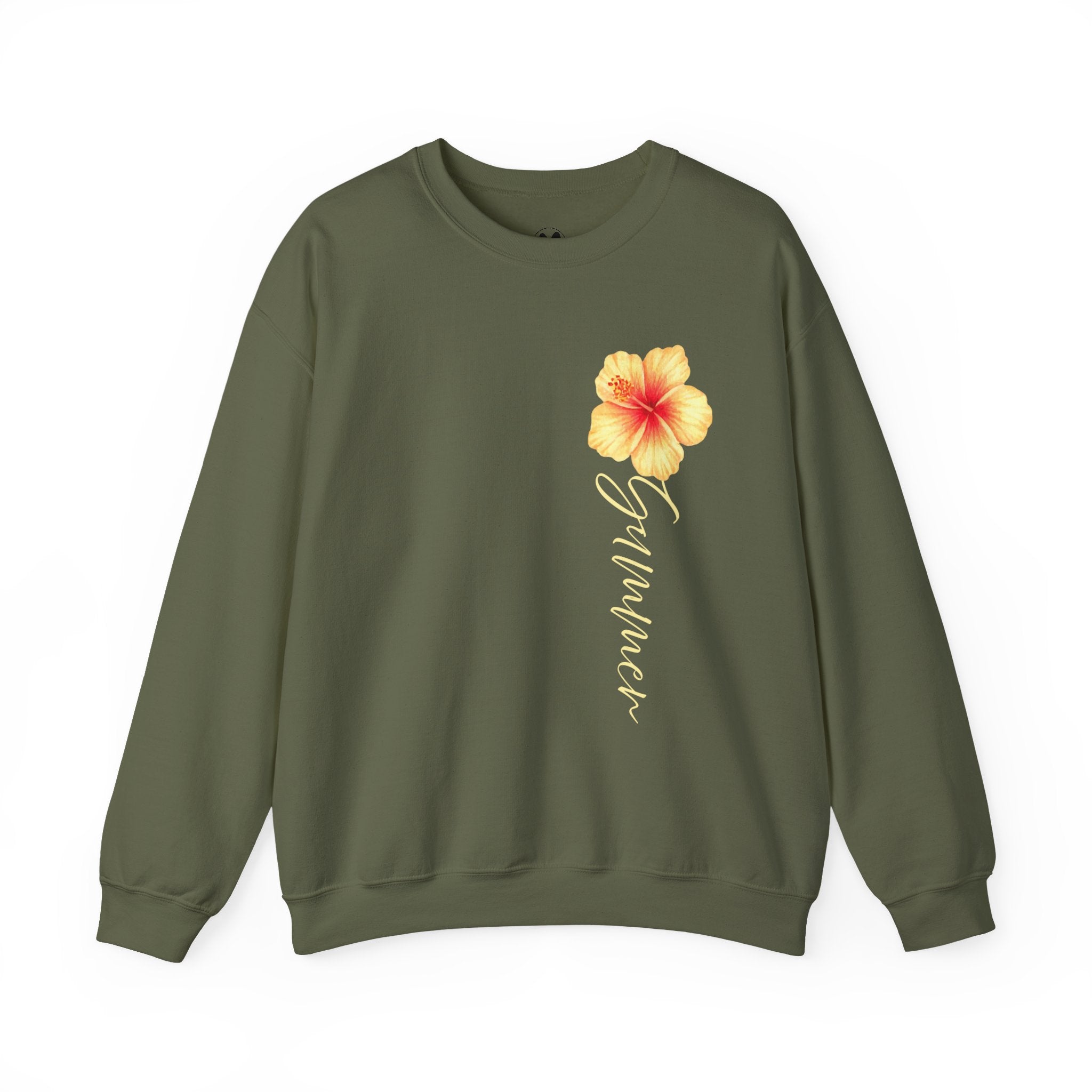 Yellow Hibiscus Floral Crewneck sweatshirt | tropical flower design