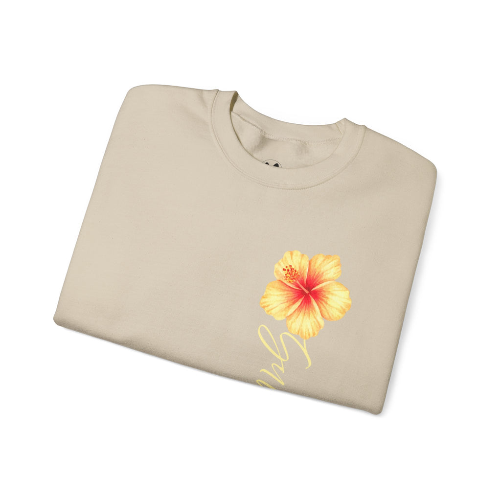 Yellow Hibiscus Floral Crewneck sweatshirt | tropical flower design