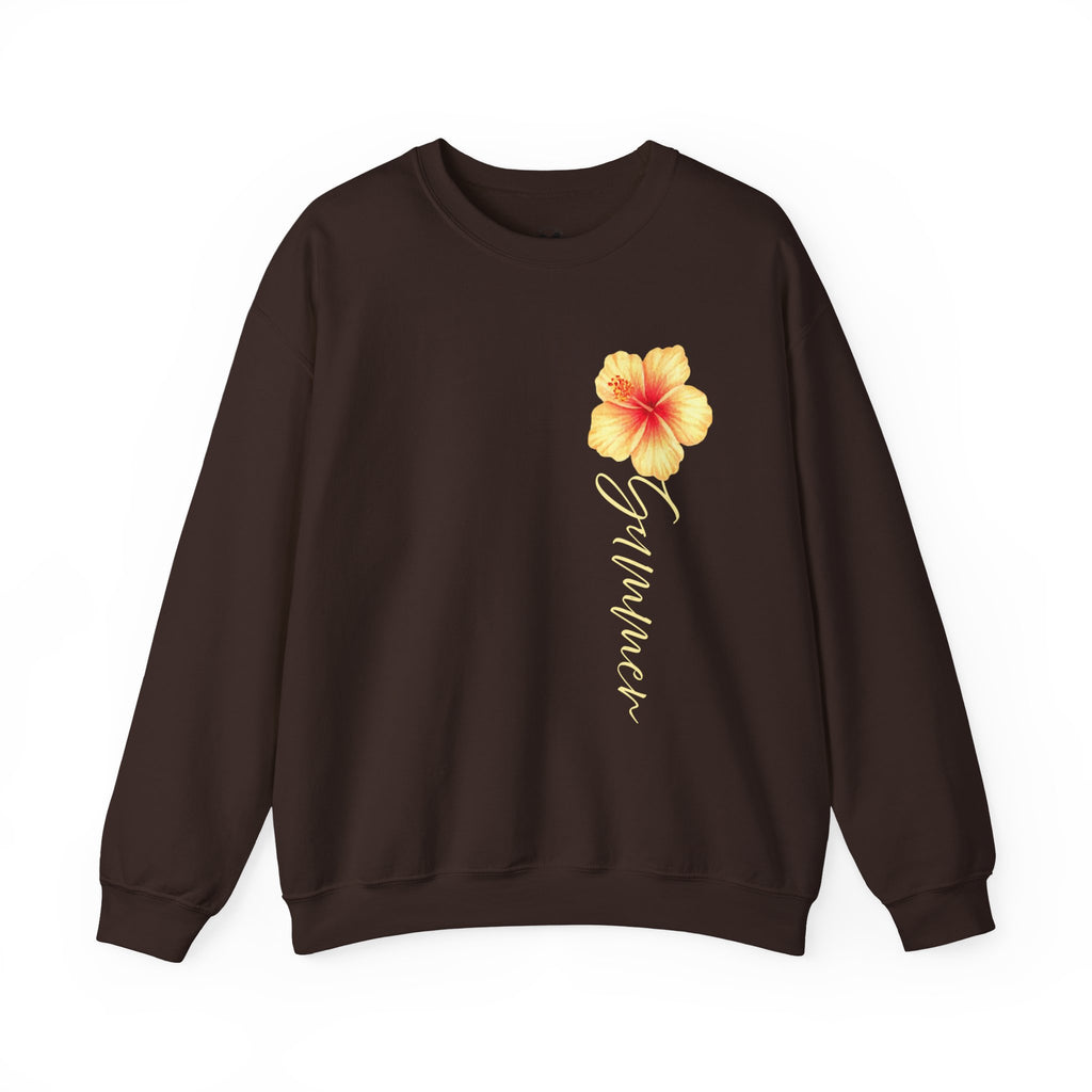 Yellow Hibiscus Floral Crewneck sweatshirt | tropical flower design