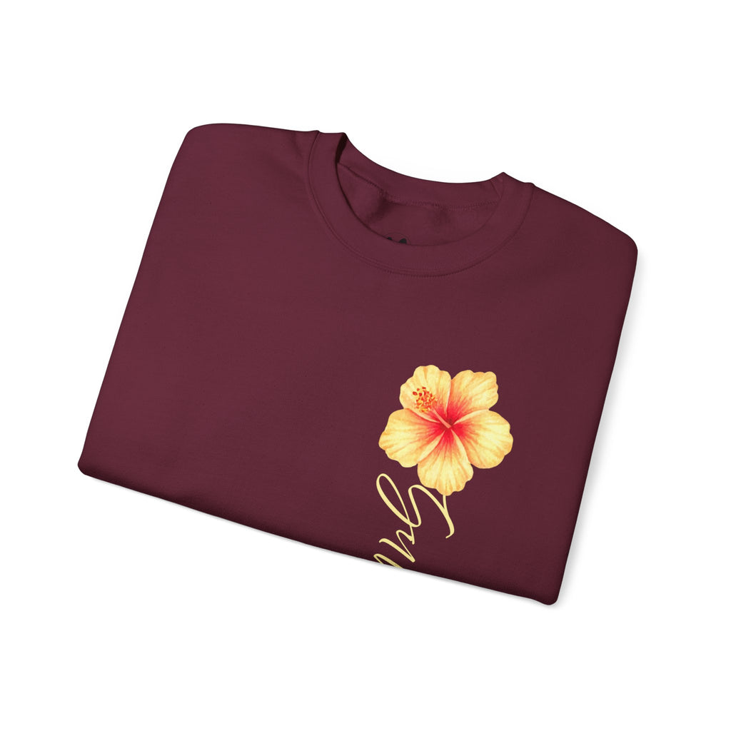 Yellow Hibiscus Floral Crewneck sweatshirt | tropical flower design