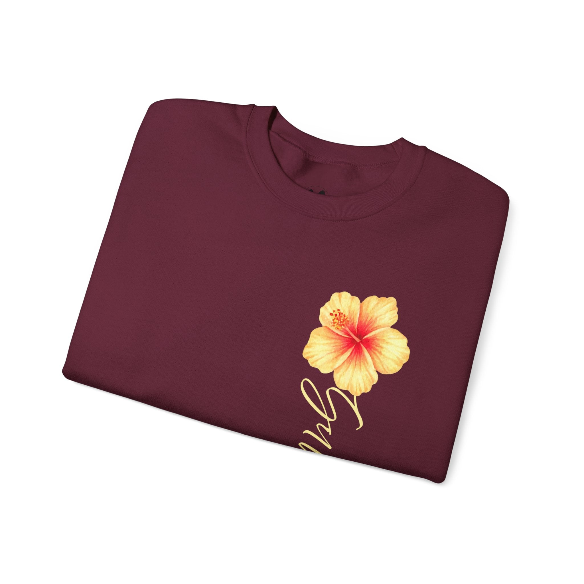 Yellow Hibiscus Floral Crewneck sweatshirt | tropical flower design