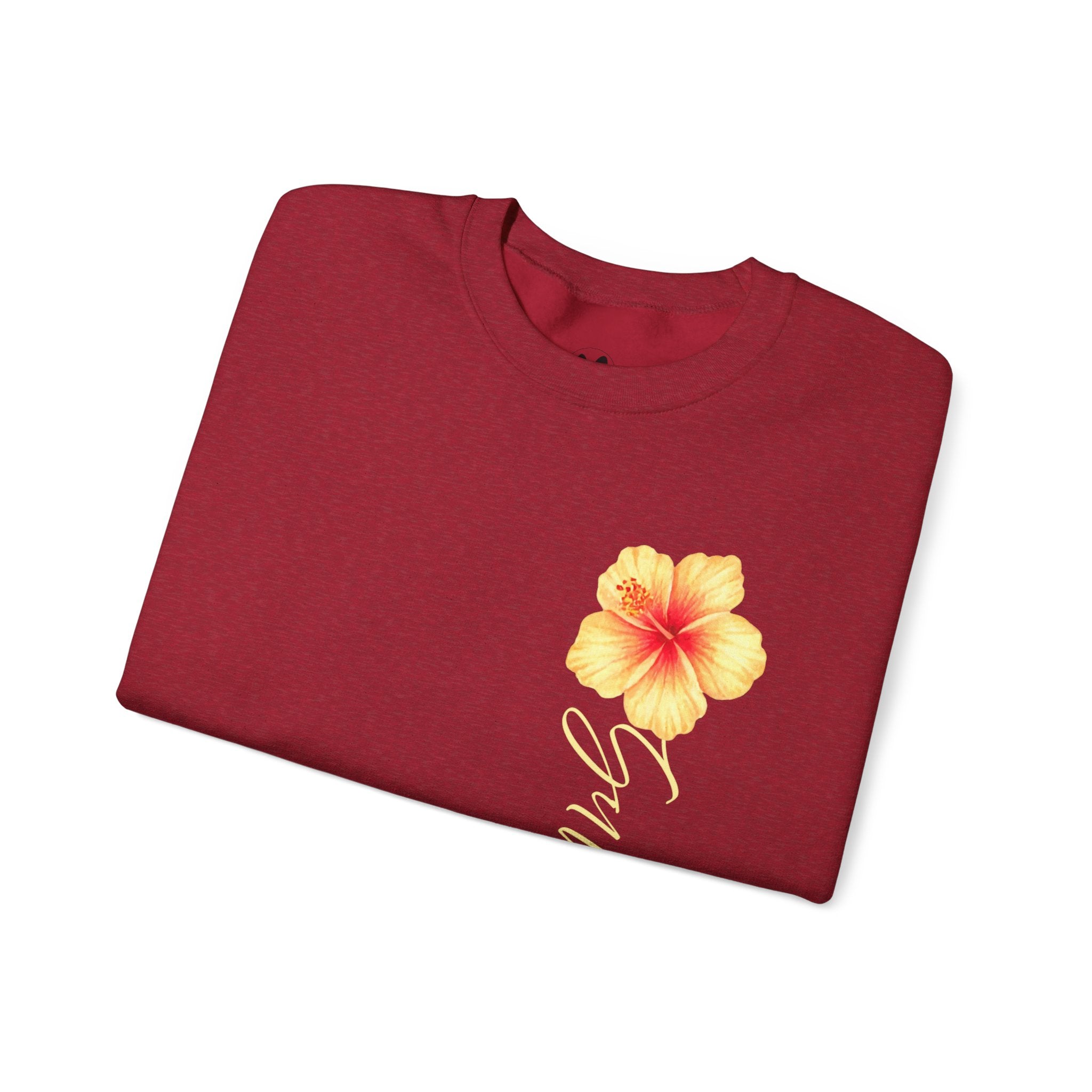 Yellow Hibiscus Floral Crewneck sweatshirt | tropical flower design