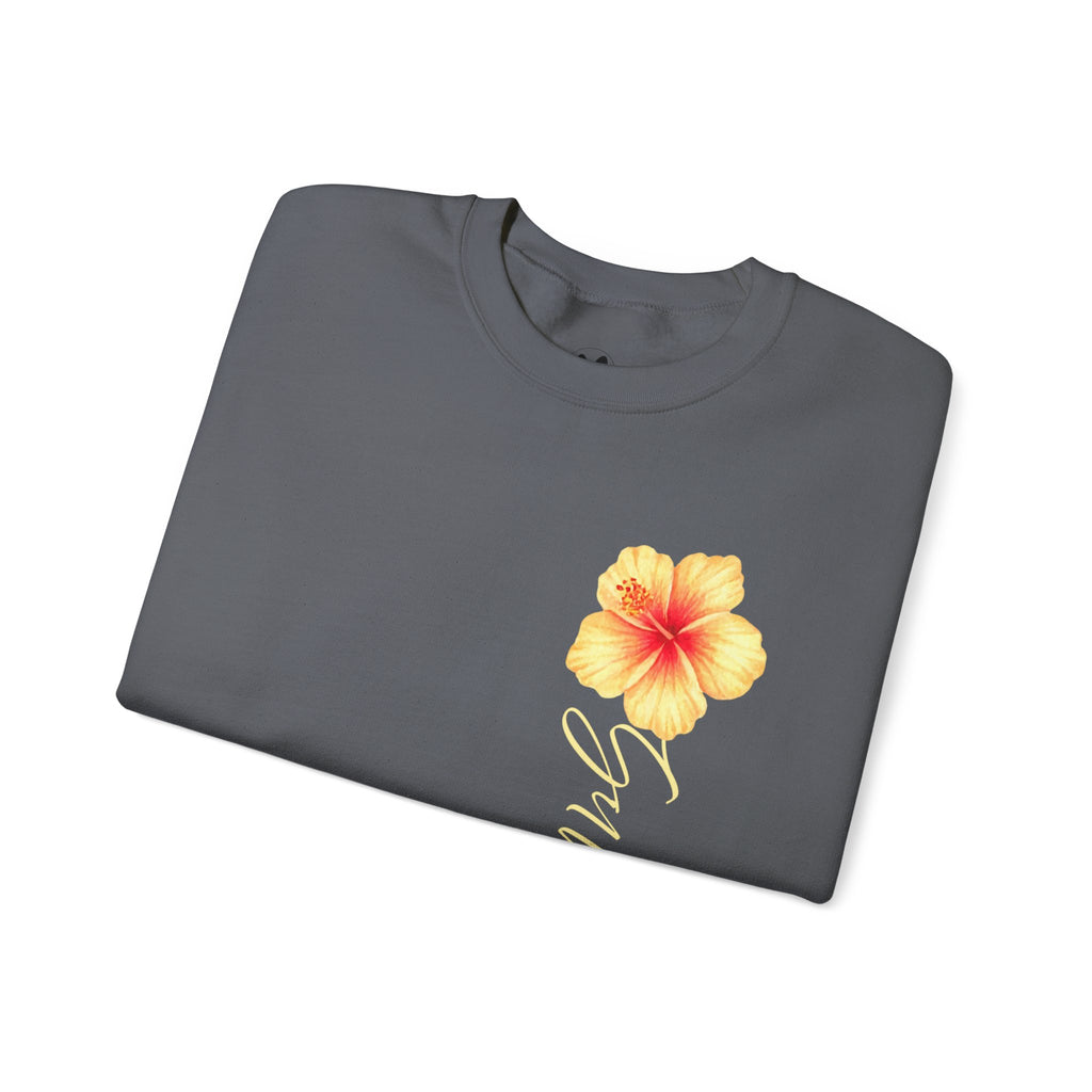 Yellow Hibiscus Floral Crewneck sweatshirt | tropical flower design