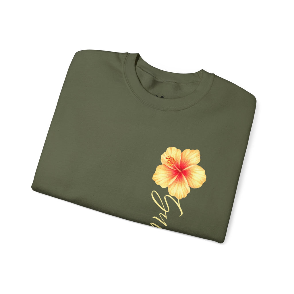 Yellow Hibiscus Floral Crewneck sweatshirt | tropical flower design