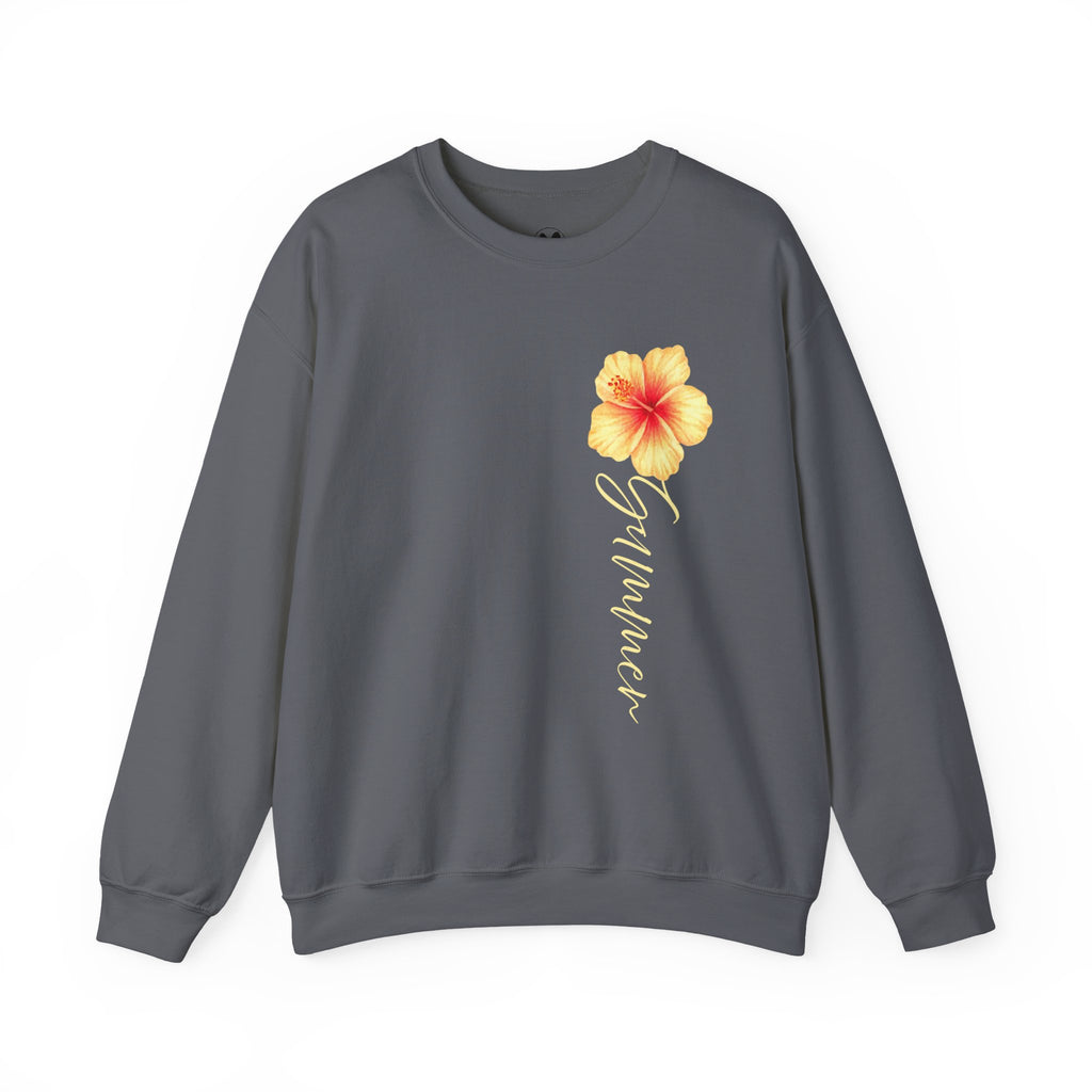 Yellow Hibiscus Floral Crewneck sweatshirt | tropical flower design