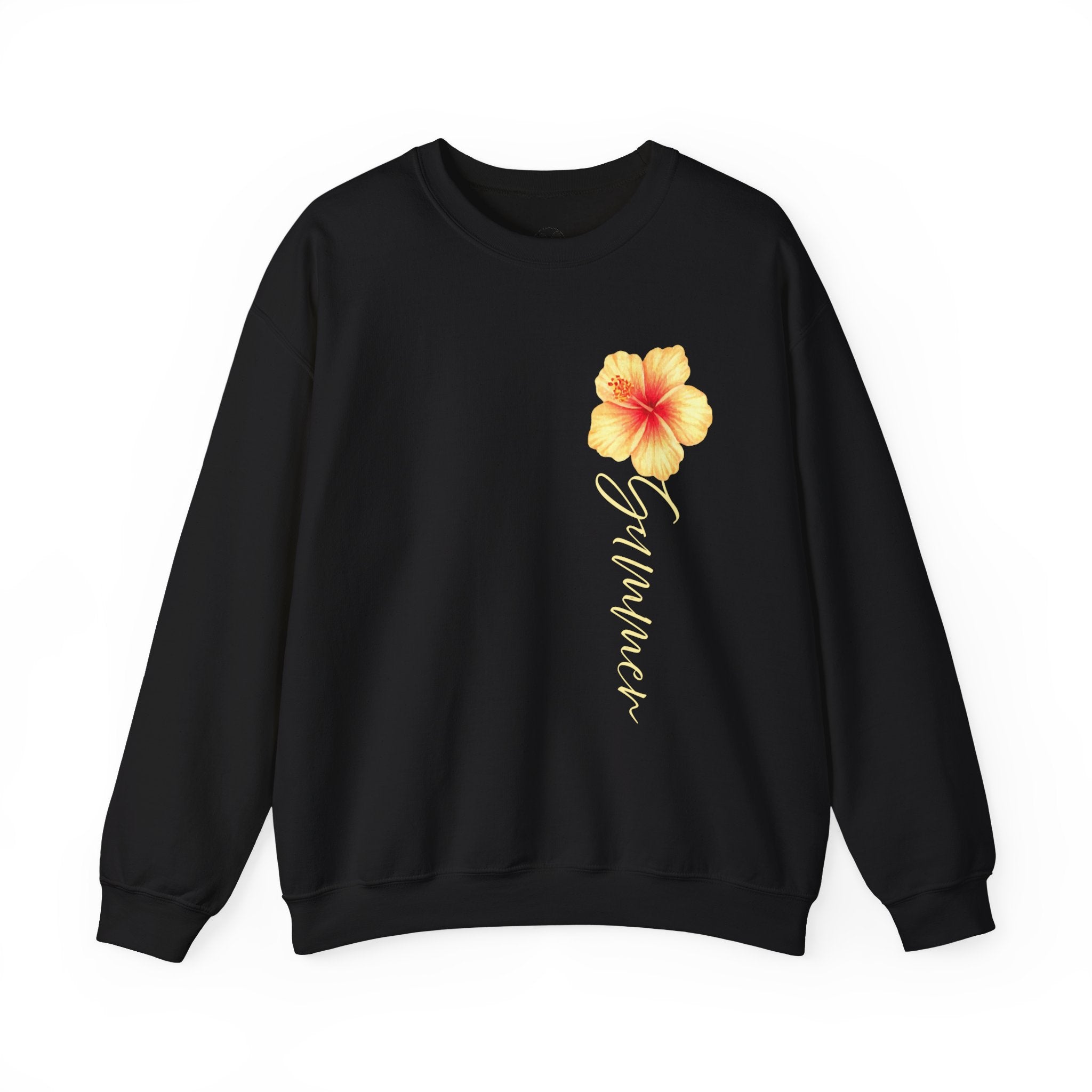 Yellow Hibiscus Floral Crewneck sweatshirt | tropical flower design