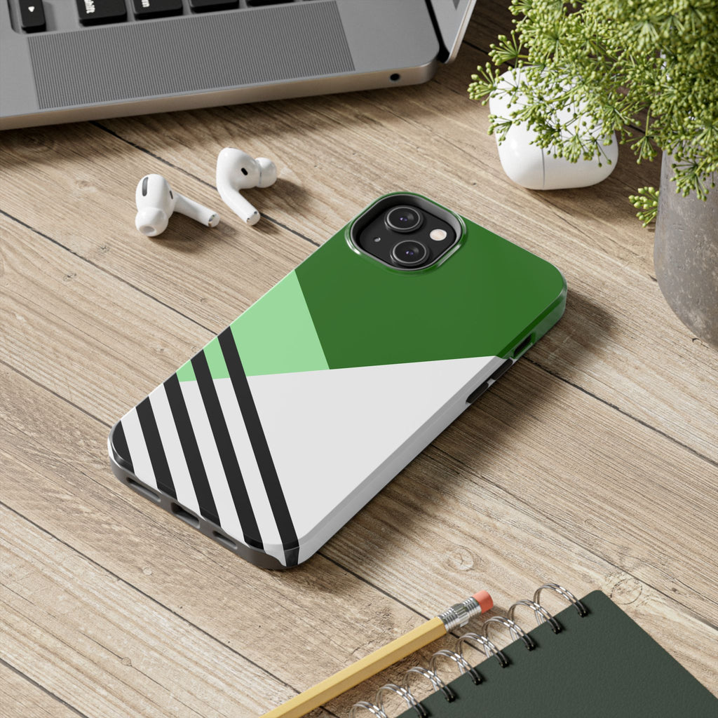 Green Geometric Stripe Phone Case | Tough Phone Cases