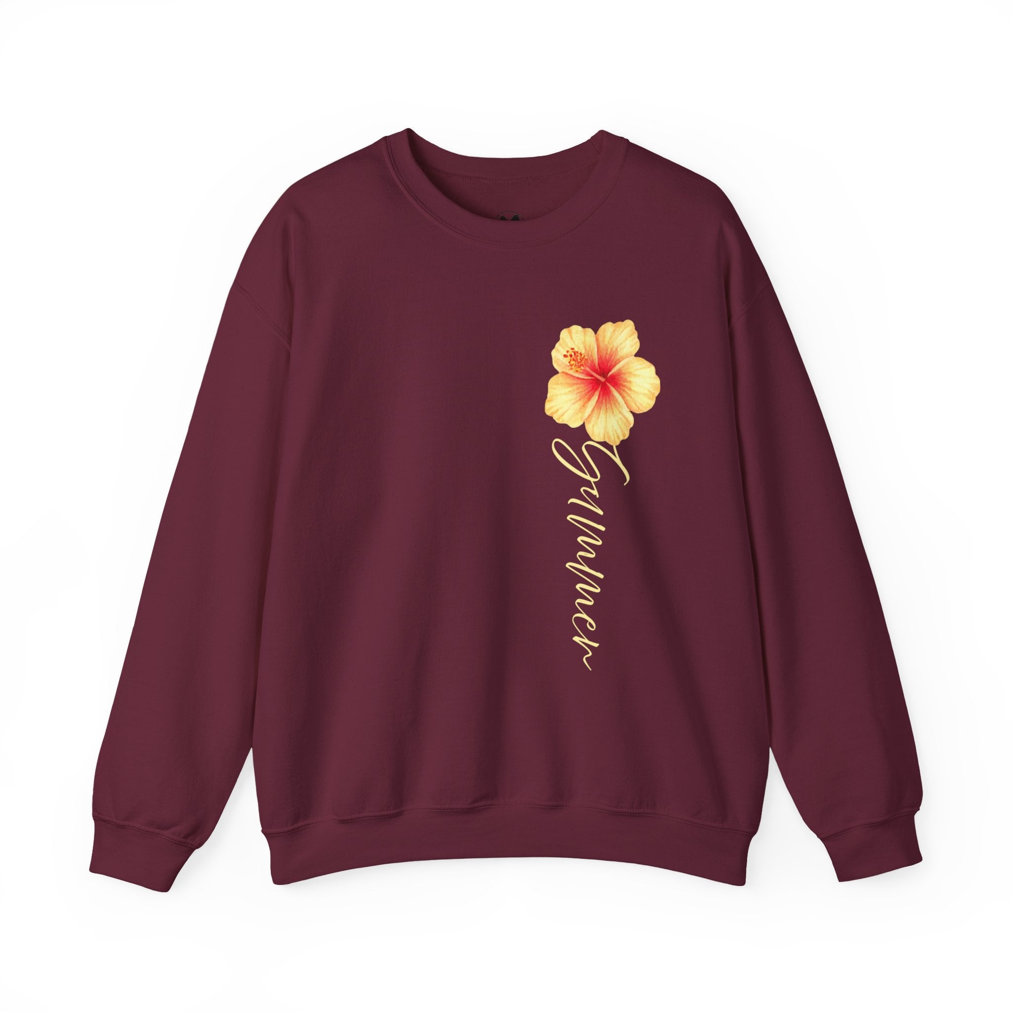 Yellow Hibiscus Floral Crewneck sweatshirt | tropical flower design