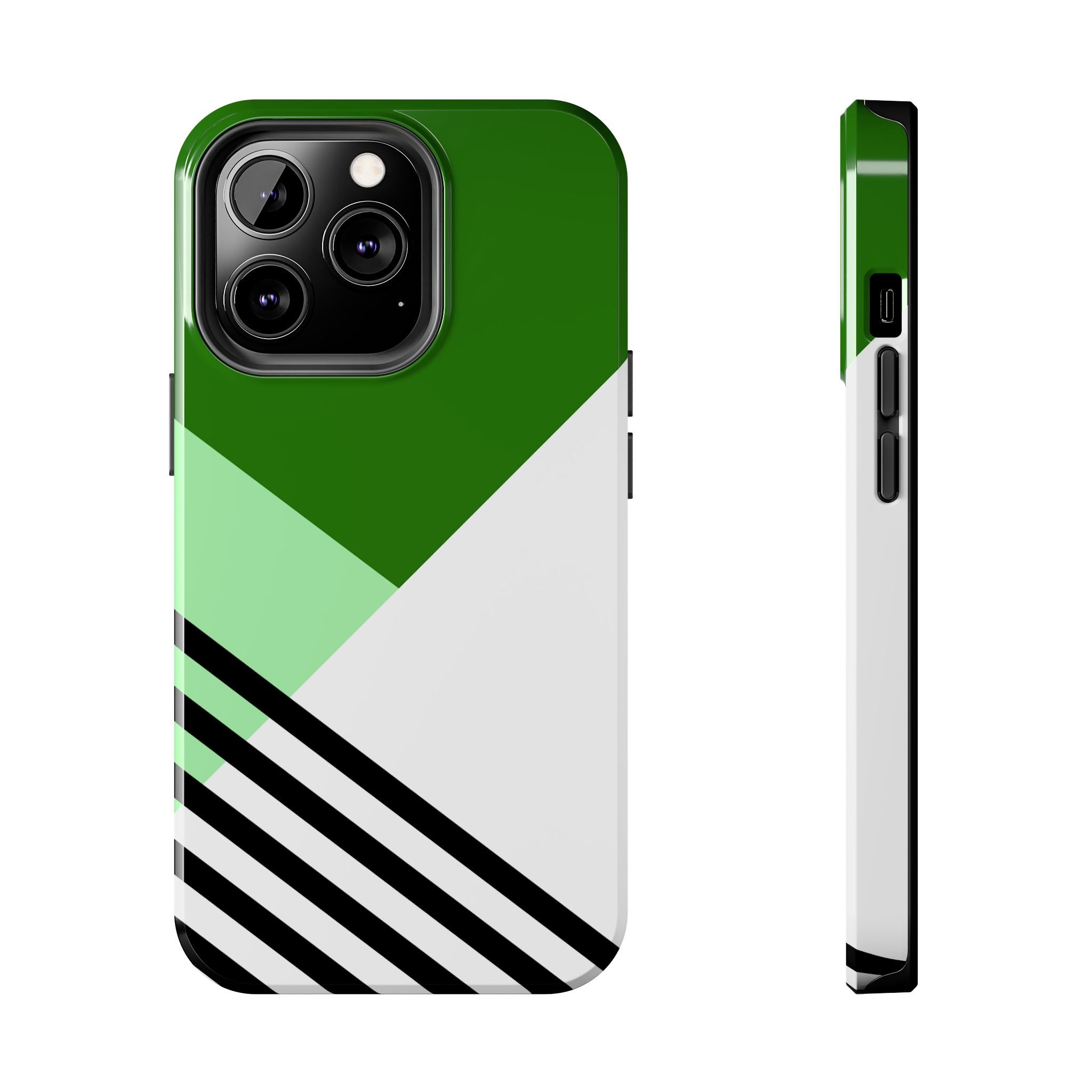 Green Geometric Stripe Phone Case | Tough Phone Cases