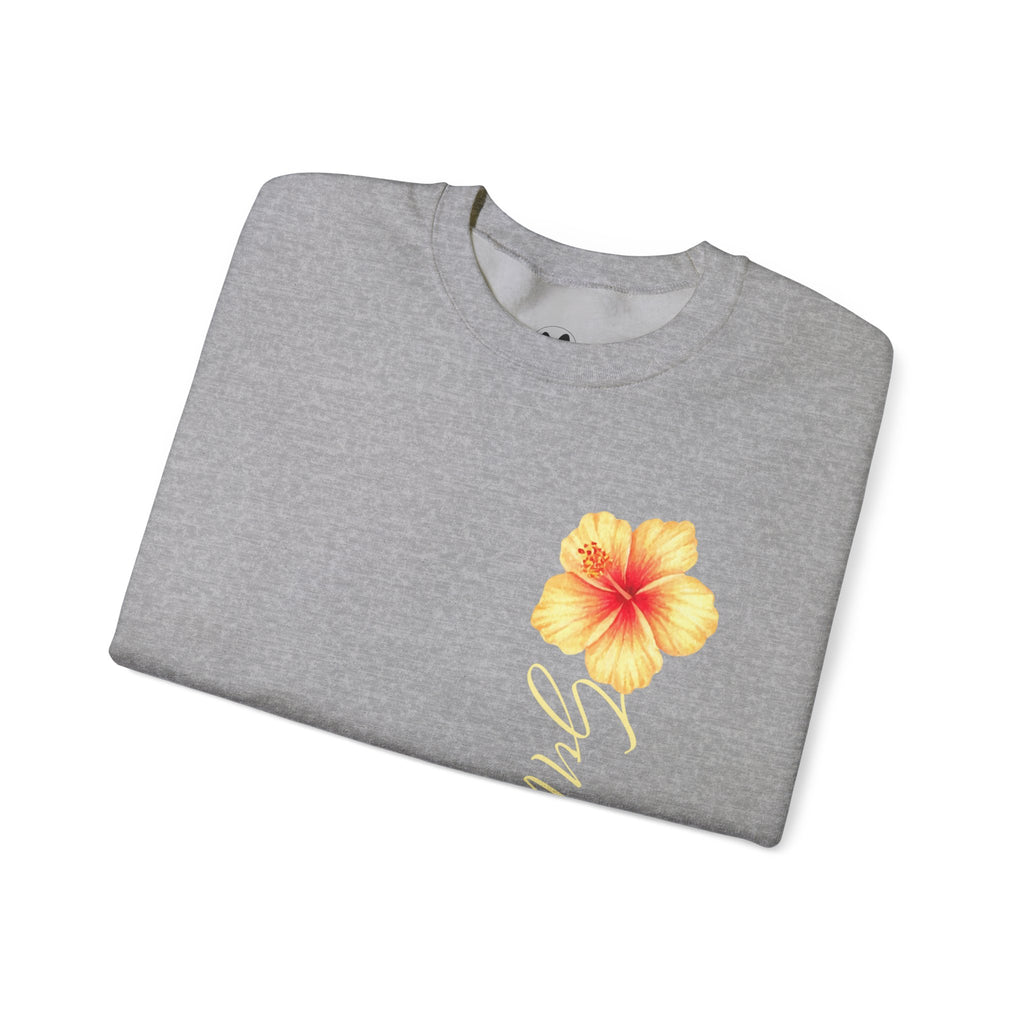 Yellow Hibiscus Floral Crewneck sweatshirt | tropical flower design