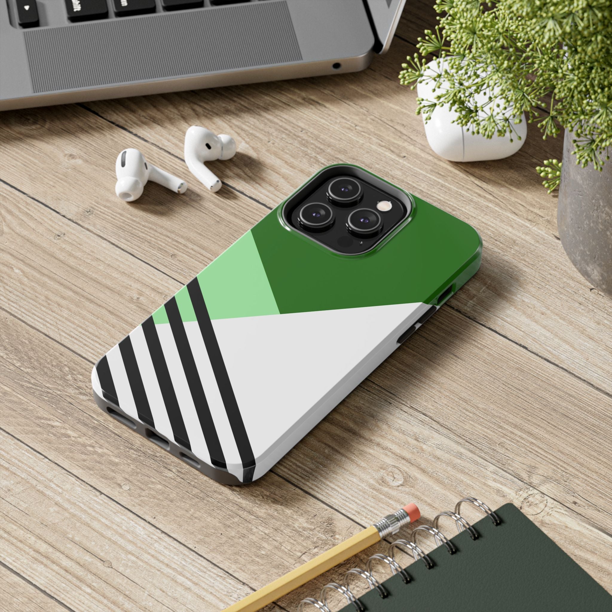 Green Geometric Stripe Phone Case | Tough Phone Cases
