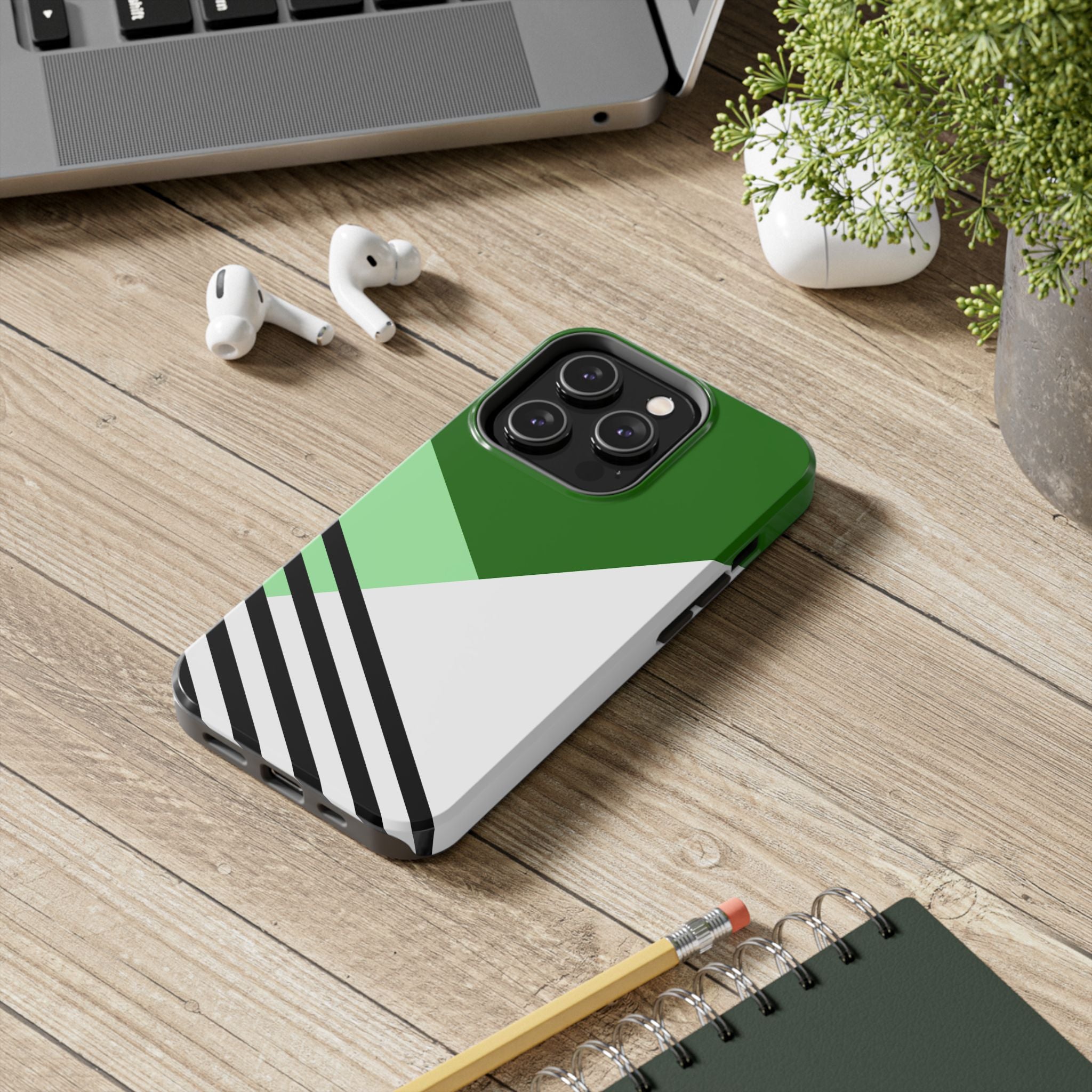 Green Geometric Stripe Phone Case | Tough Phone Cases