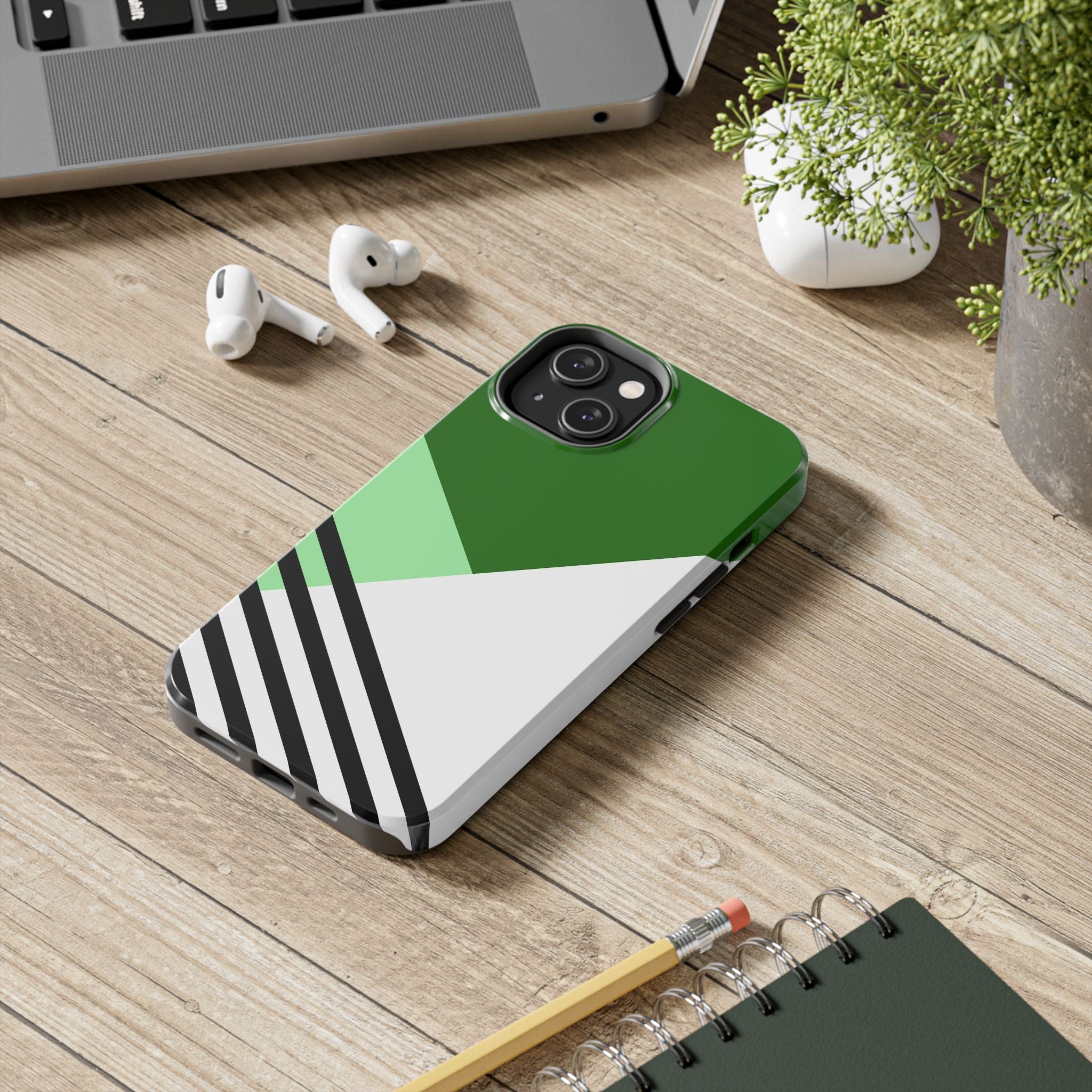 Green Geometric Stripe Phone Case | Tough Phone Cases