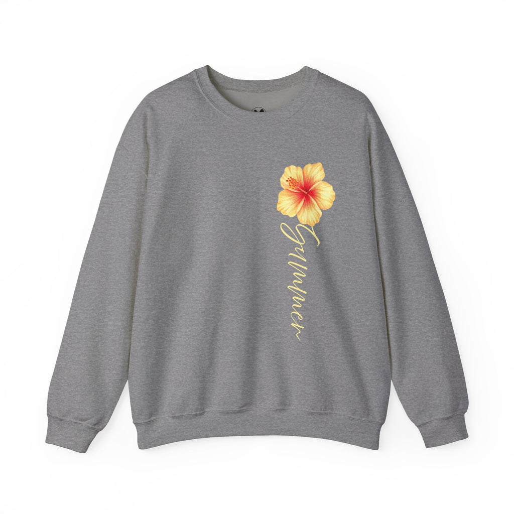 Yellow Hibiscus Floral Crewneck sweatshirt | tropical flower design
