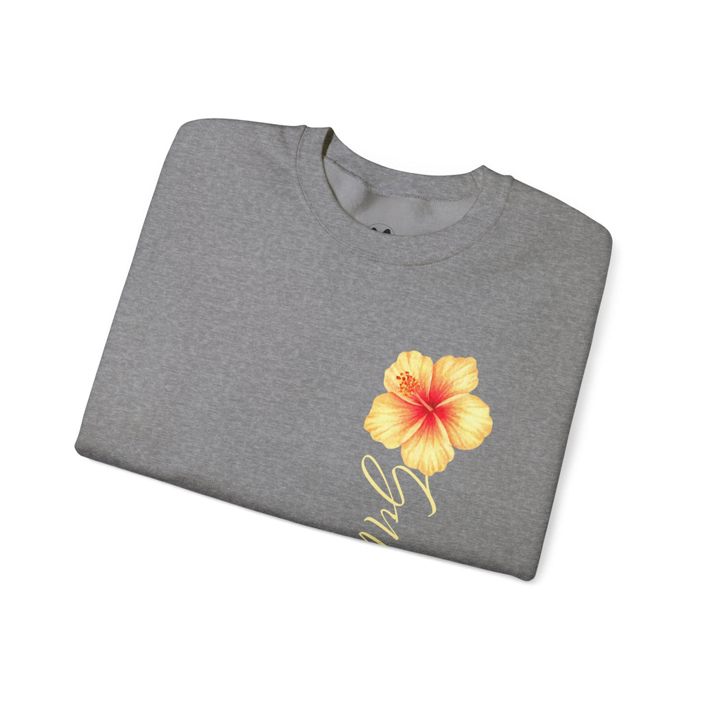 Yellow Hibiscus Floral Crewneck sweatshirt | tropical flower design