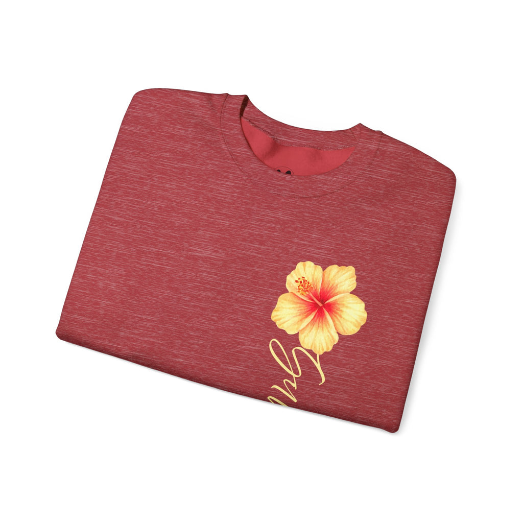 Yellow Hibiscus Floral Crewneck sweatshirt | tropical flower design