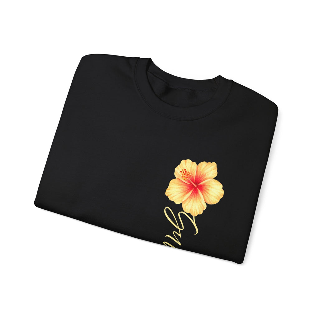 Yellow Hibiscus Floral Crewneck sweatshirt | tropical flower design