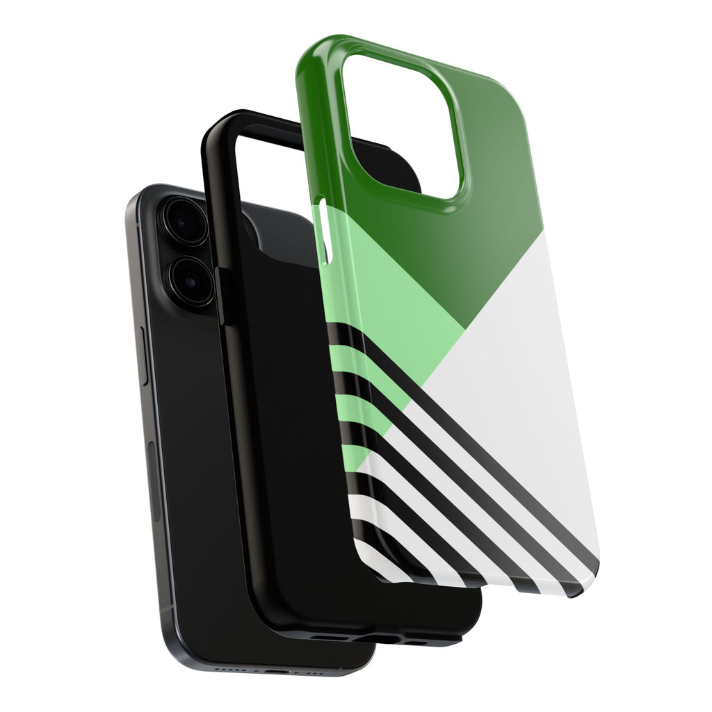 Green Geometric Stripe Phone Case | Tough Phone Cases
