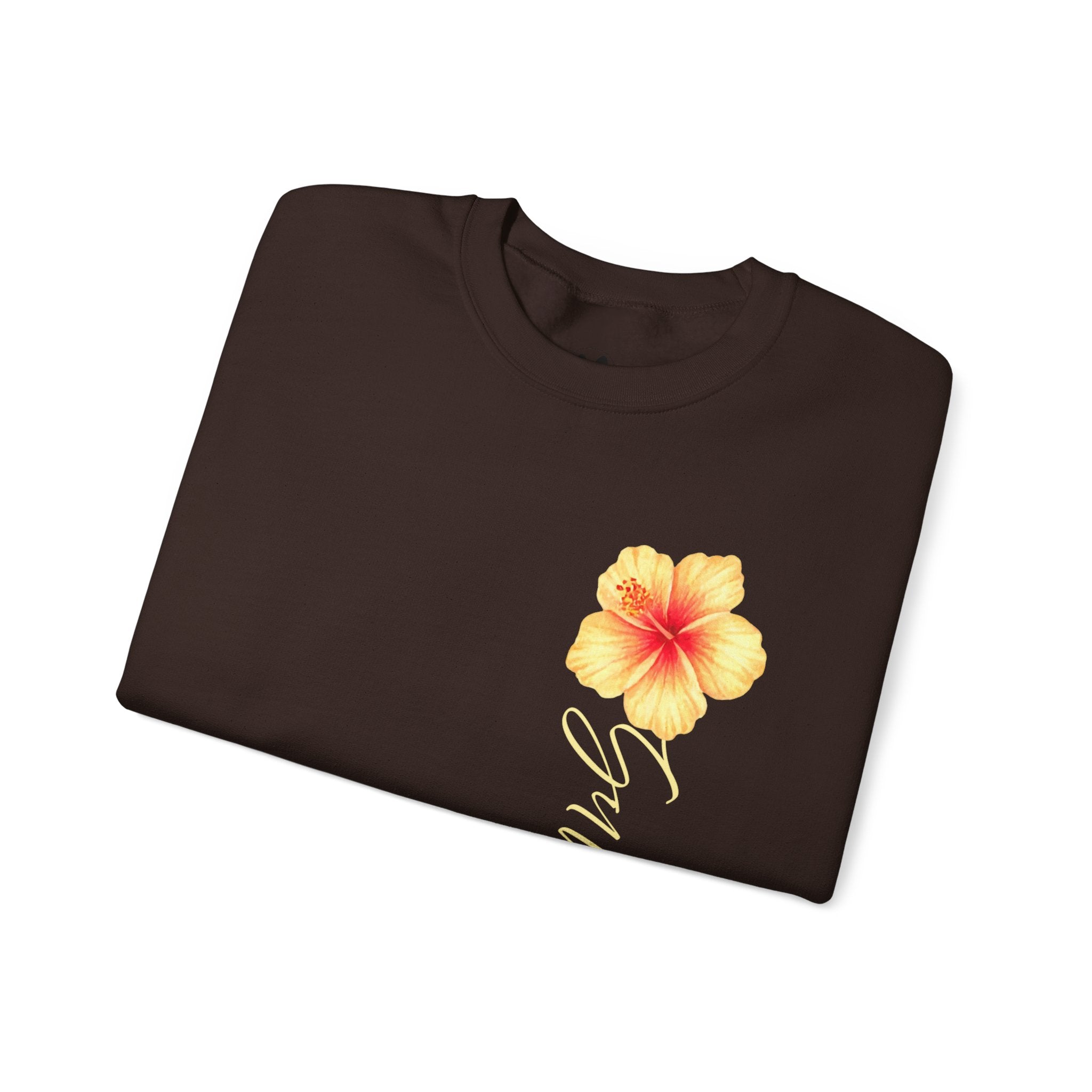 Yellow Hibiscus Floral Crewneck sweatshirt | tropical flower design